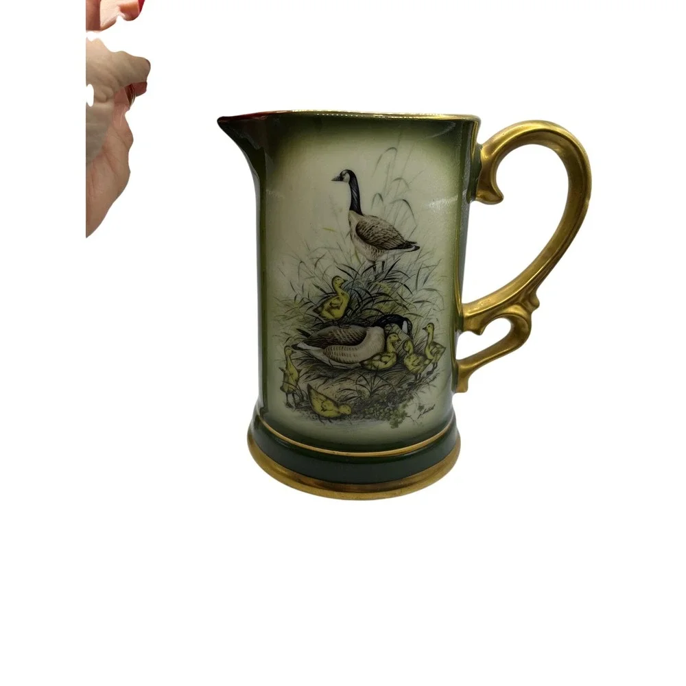 James B Beam Distilling‎ Co 1972 Regal China Pitcher Goose Ducks Lithograph Art